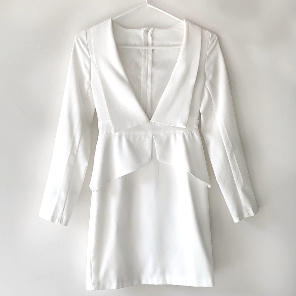 White peplum mini dress